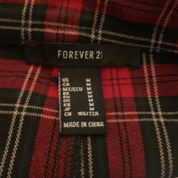 Red Black Plaid Stretch Mini Skirt - Picture 3 of 3